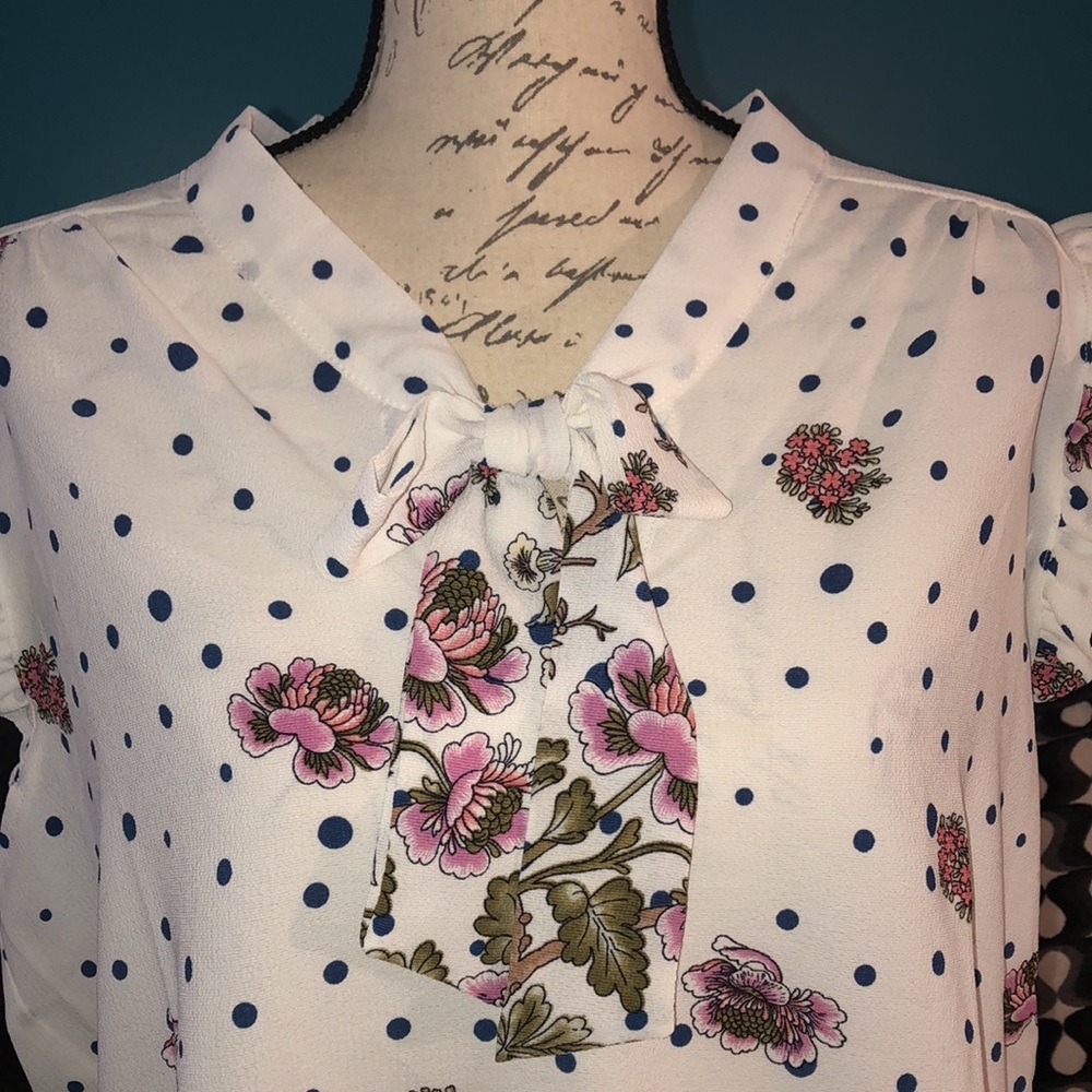 NWT Zenobia Polka Dot Blouse, 2XL - Picture 2 of 8
